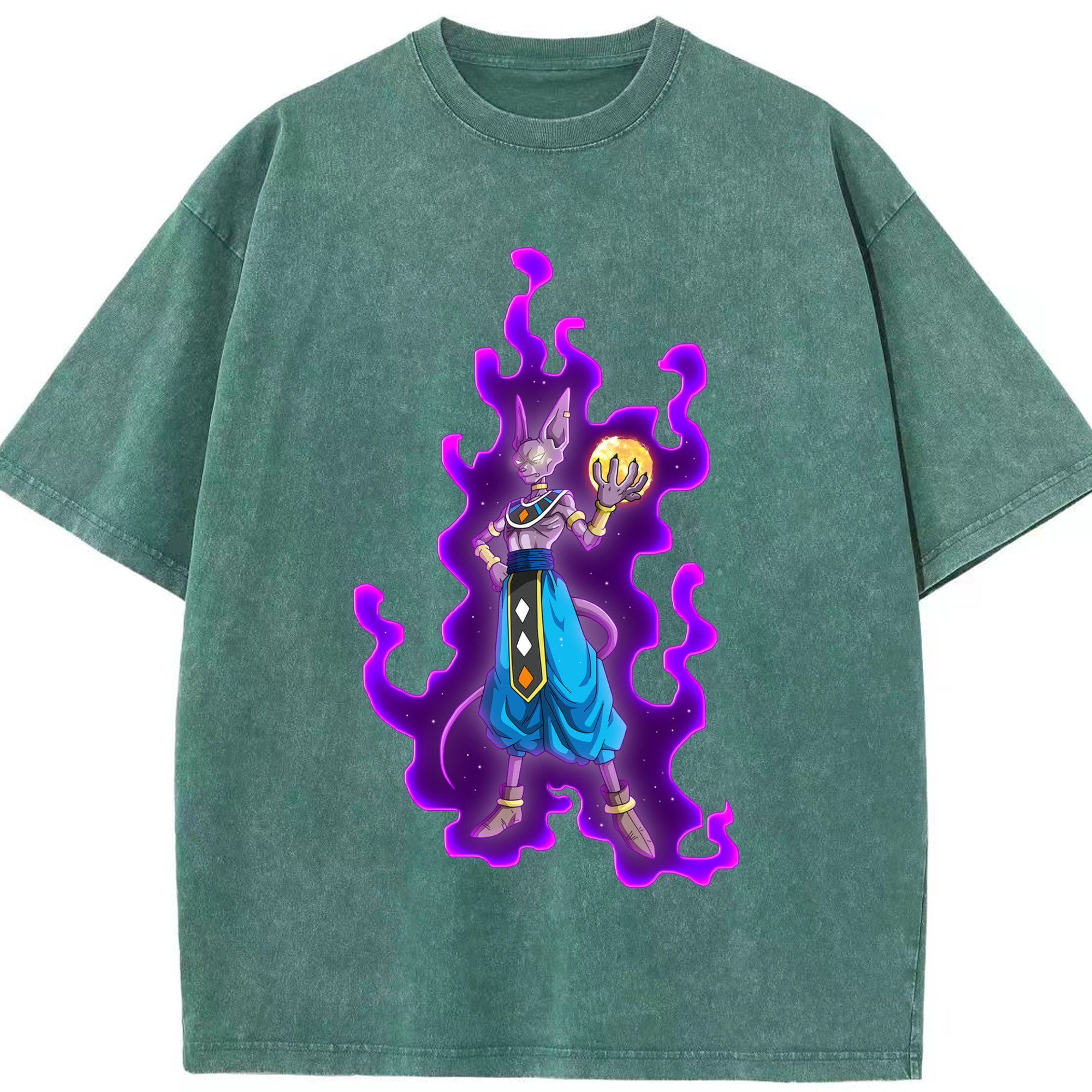 （画像用） ドラゴンボール ビルス 破壊神ビルス DRAGON BALL Beerus Birusu 綿100% ヴィンテージ風 半袖Tシャツ（フロントプリント）